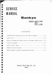 Sankyo 460 manual. Camera Instructions.